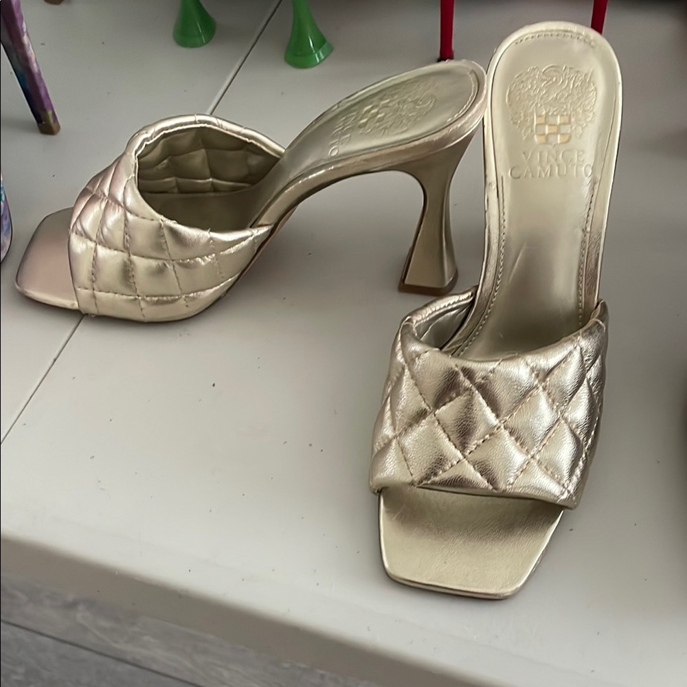 Vince Camuto Gold Quilted Heels